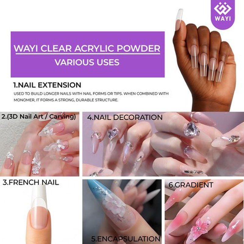 Acrylic Nail Kit with Monomer Liquid – 4 Colors Powder, Brush, Crystal Cup, Nail Forms & File | All-in-One Acrylic Extension Set for Beginners & Professionals