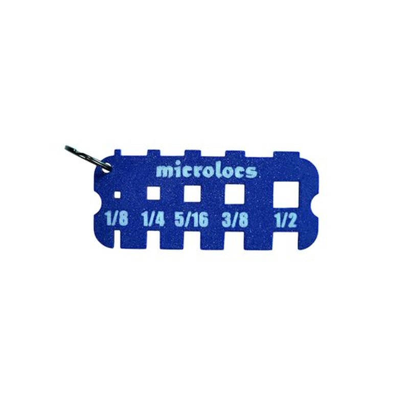 Microlocs Sizing Tool for Locs — Hair Measuring Tool with Imperial + Metric Ruler, Three Measurement Methods, Finger Grips & Keyring (Dark Blue)