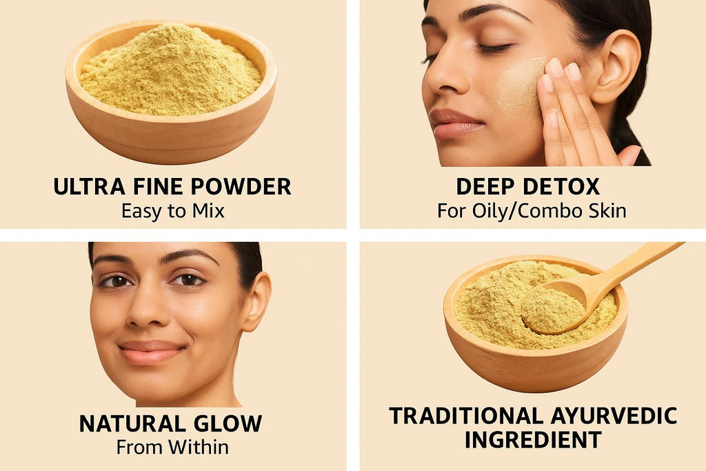 TANOSHII Mountain-Mined Multani Mitti Powder, 100% Natural Clay Face Mask, Pure Mineral Powder