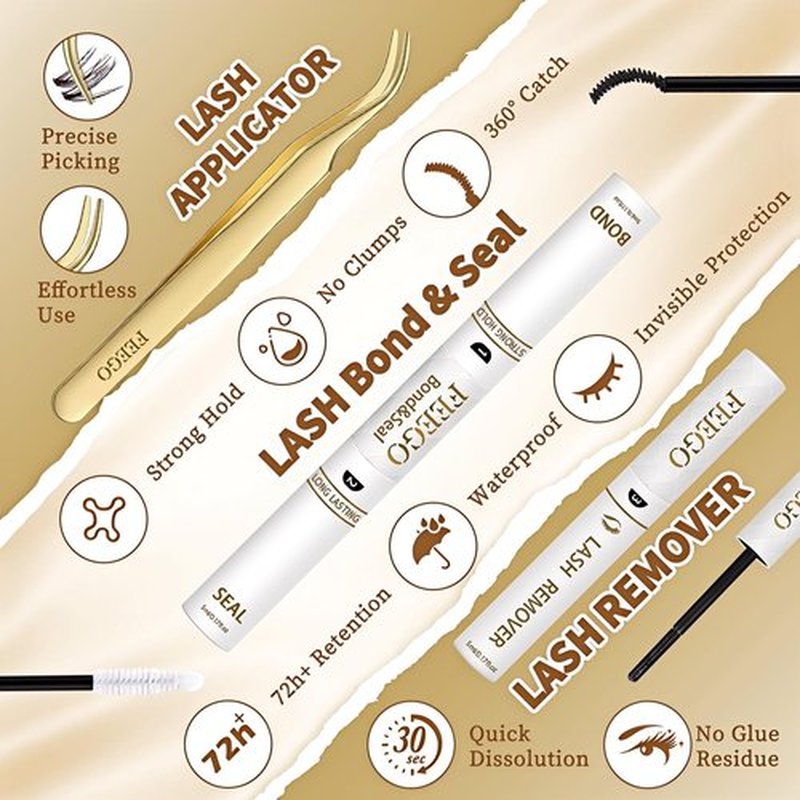 FEEGO Natural Lash Extension Kit 168Pcs Lash Clusters Kit Wispy Eyelash Extensions Individual Lashes Extensions with Bond and Seal Lash Glue and Eyelash Extension Tweezers DIY (MAGIC GIRL KIT A)