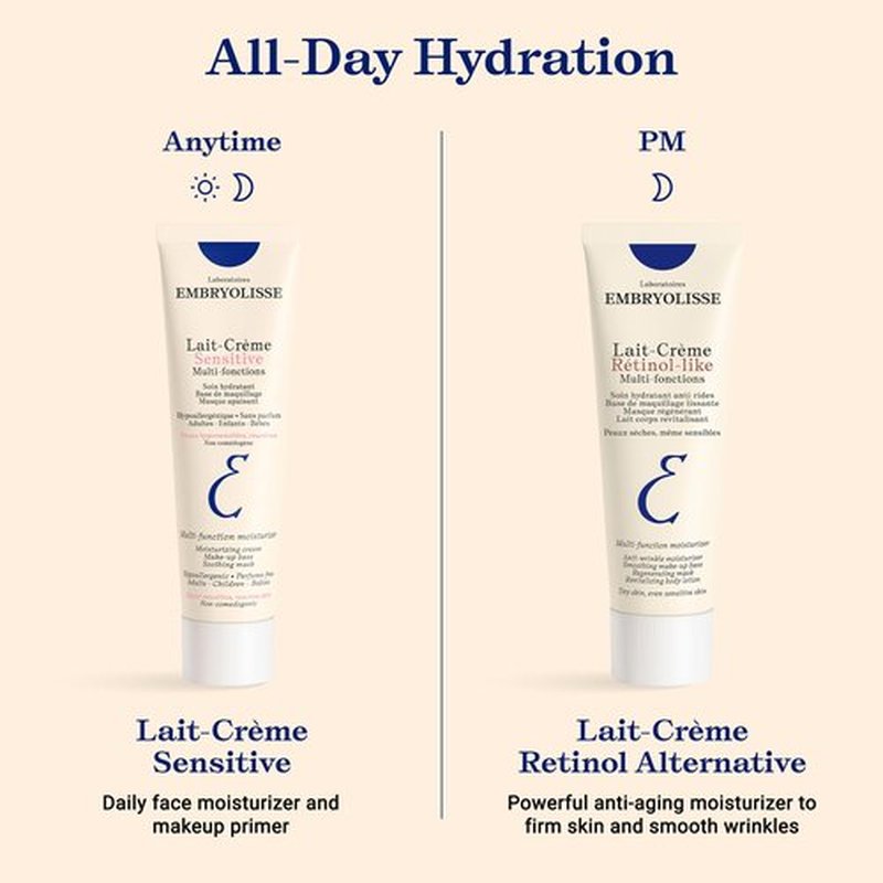 Embryolisse Lait Creme Sensitive Moisturizer. Hypoallergenic Face & Body Cream for All Skin Types With Aloe Vera & Shea Butter. Fragrance Free & Suitable for Sensitive Skin, 1.01 Fl Oz