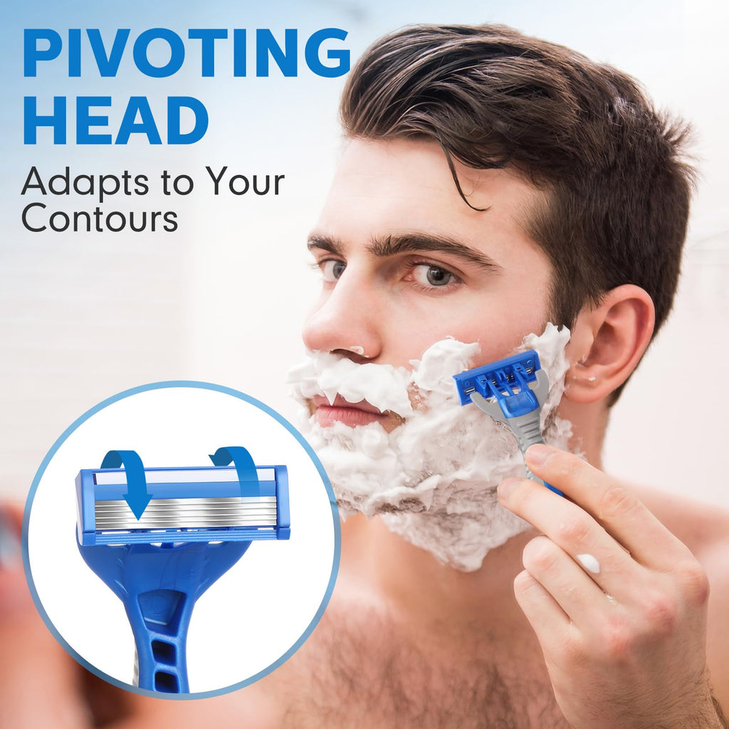 Lanties 16 Pcs Disposable Razors for Men Bulk 5-blade Disposable Razors Men's Razor Comfort Head Long-blade Sensitive Skin Razor for Hotel Travel Spa Gift