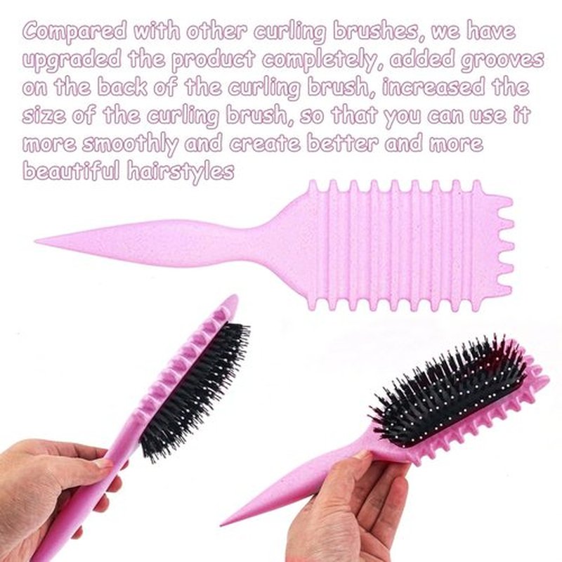 Skiennix Curl Defining Brush - 1 PCS Curly Hair Brush for Effortless Combing & Shaping (Pink)