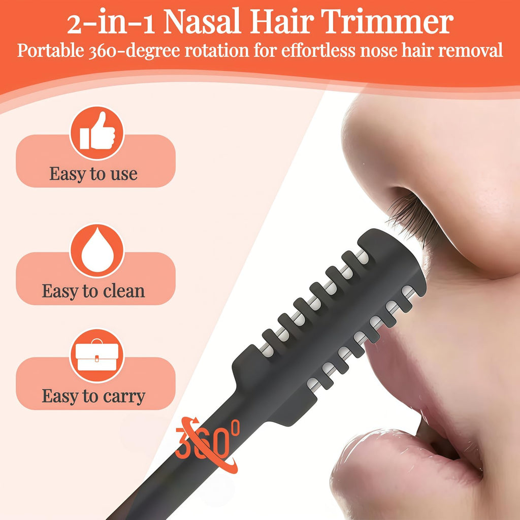 KTBKGV 2026 Upgraded 2-in-1 Nasal Hair Cutter, 360° Rotating Double-Sided Blade, Washable Portable Grooming Tool for Men & Women, Travel Essential, (Multicolor-6Pcs)