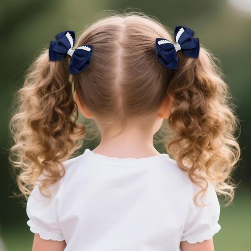 phnydreg Girl Navy Hair Bow Accessories 14 Pieces Uniform Hair Bows Hair Clips Headband for School Toddler Girls