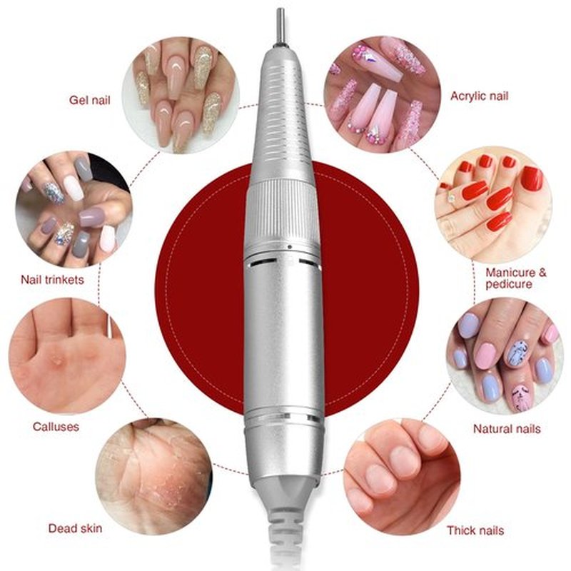 AZ GOGO Electric Nail Drill, 30000RPM Rechargeable Portable Nail Drill Machine for Acrylic Gel Nails, Professional Manicure E-File for Home or Salon Use