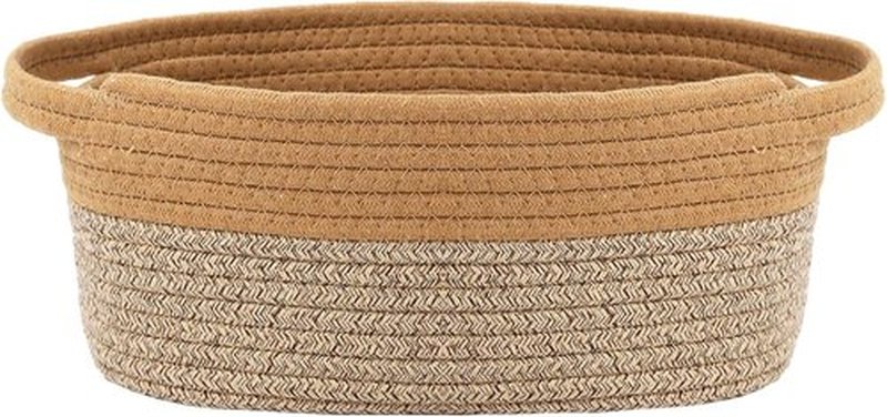 JMvicyroam Woven Basket - Small Rope Storage Bin with Handles | Versatile Organizer for Shelves and Closets, Jute & Brown