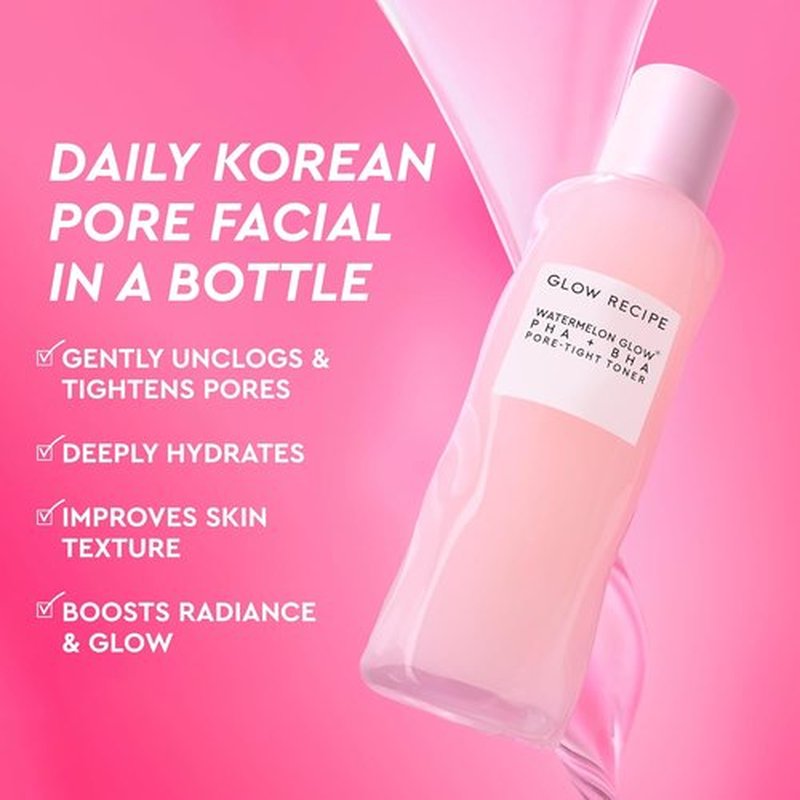 Glow Recipe PHA + BHA Face Toner - Korean Exfoliating Toner for Pores | Hydrating Watermelon & Cactus Water (150ml)