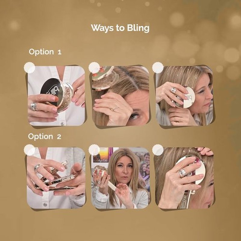blinger® Shimmer Starter Set with Gold-Plated blinger Styling Tool & 90 Precision-Cut Glass Crystals – as seen on Shark Tank | Hair-Safe Accessories for Women | Hair Jewelry for Parties & Gifts
