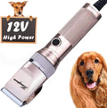 Hansprou Dog Clippers for Grooming, 12V Pet Hair Clipper, Professional Heavy Duty Pet Grooming Clipper Corded Dog Trimmer for Thick Coats with Guard Combs Brush for Dogs Cats
