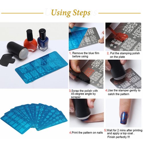 SILPECWEE 10Pcs Nail Art Stamping Plates Set Animals Design Nail Image Stamp Plates Manicure Templates Nail Art Stamps Tools for Women DIY Nails Supplies