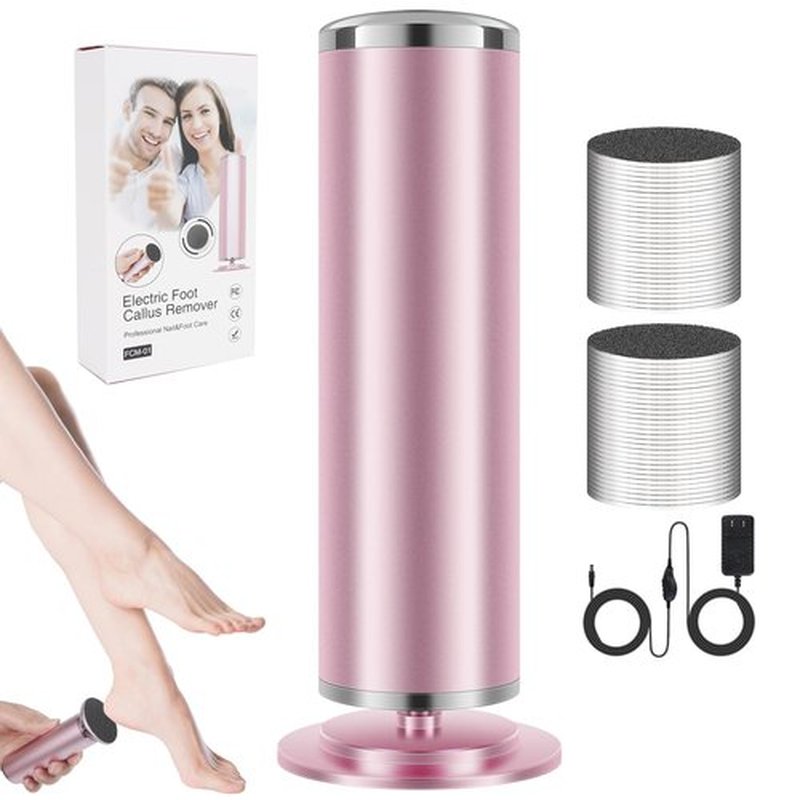 Electric Foot Callus Remover,Powerful Electric Foot File, Professional Adjustable Speed Pedicure Tool with 60 Pcs Replacement Sandpaper Discs for Dead Skin and Calluses-Pink
