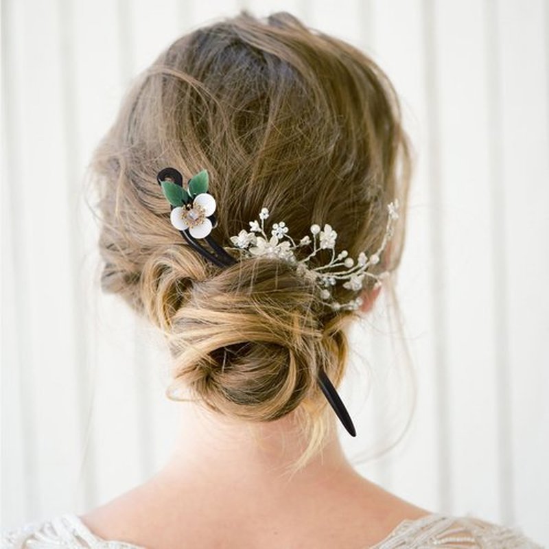 Lurrose Chinese Hair Sticks, Vintage Flower Hair Stick, Japanese Wood Chopsticks for Women Girls