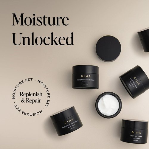 DIME Beauty Moisture Skin Care Set - Dewy Day Cream and Restorative Night Cream Non Toxic Face Moisturizer for Dry or Sensitive Skin Barrier Repair Day and Night Hydrating Facial Creams