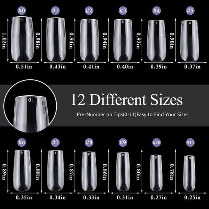 LuckyAttic 600pc Medium Square Fake Nails Clear Press on Nails Medium Gel Nail Tips Square Full Cover False Nail Artificial Fingernail Clear Soft Gel Nail Tip for Acrylic Nail Extension