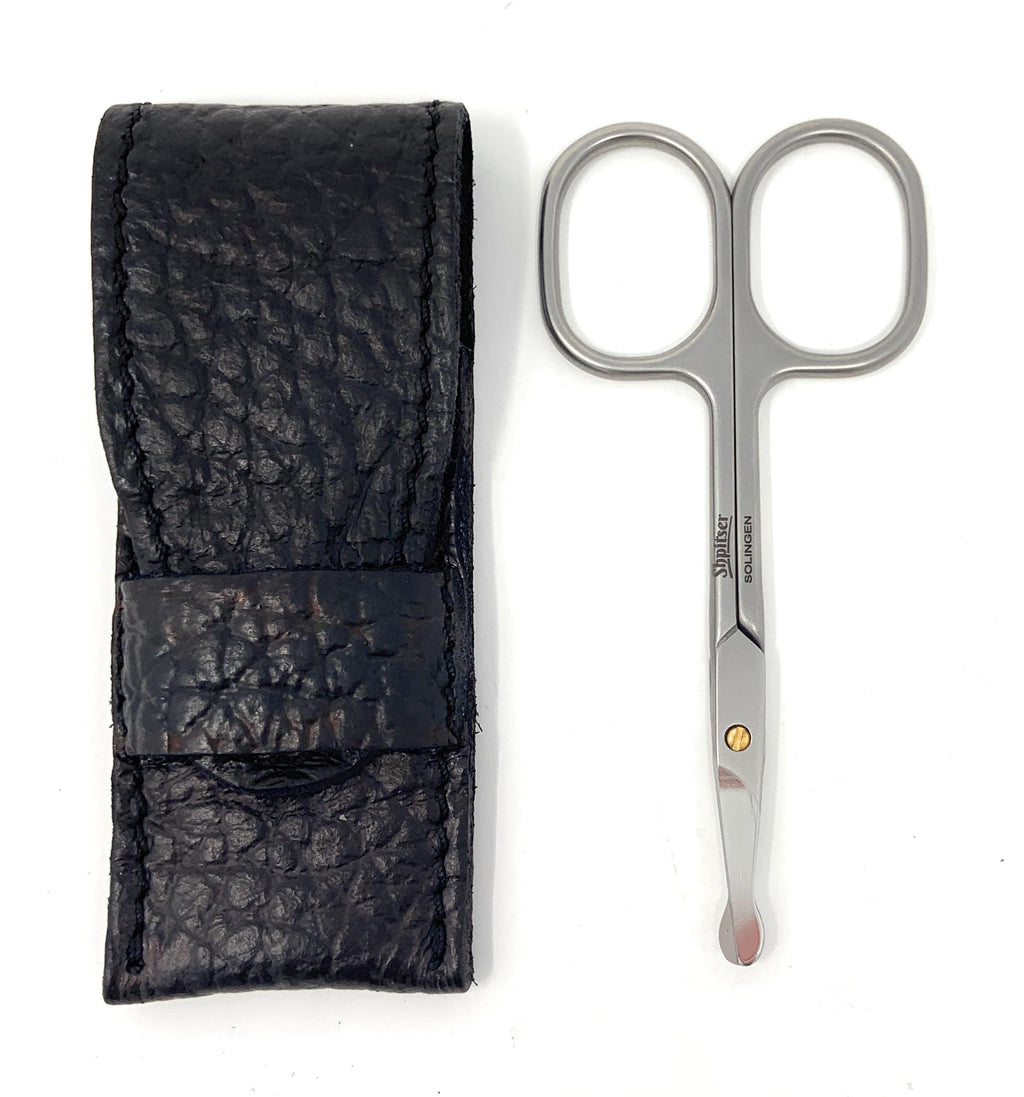 SHPITSER Professional TopInox Stainless Steel Nose & Ear Safety Scissors with Genuine Leather Case. Made in Solingen, Germany