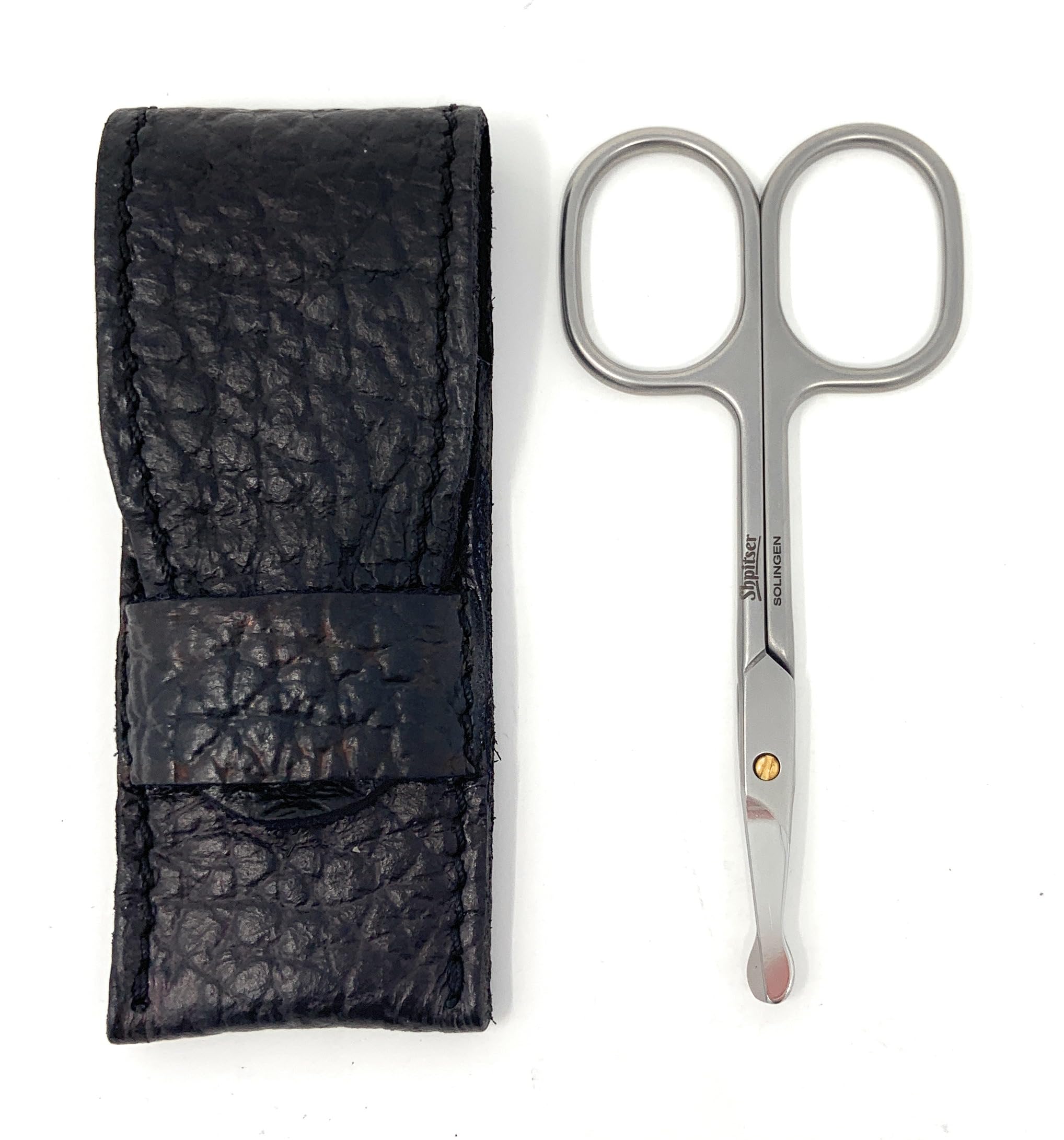 SHPITSER Professional TopInox Stainless Steel Nose & Ear Safety Scissors with Genuine Leather Case. Made in Solingen, Germany