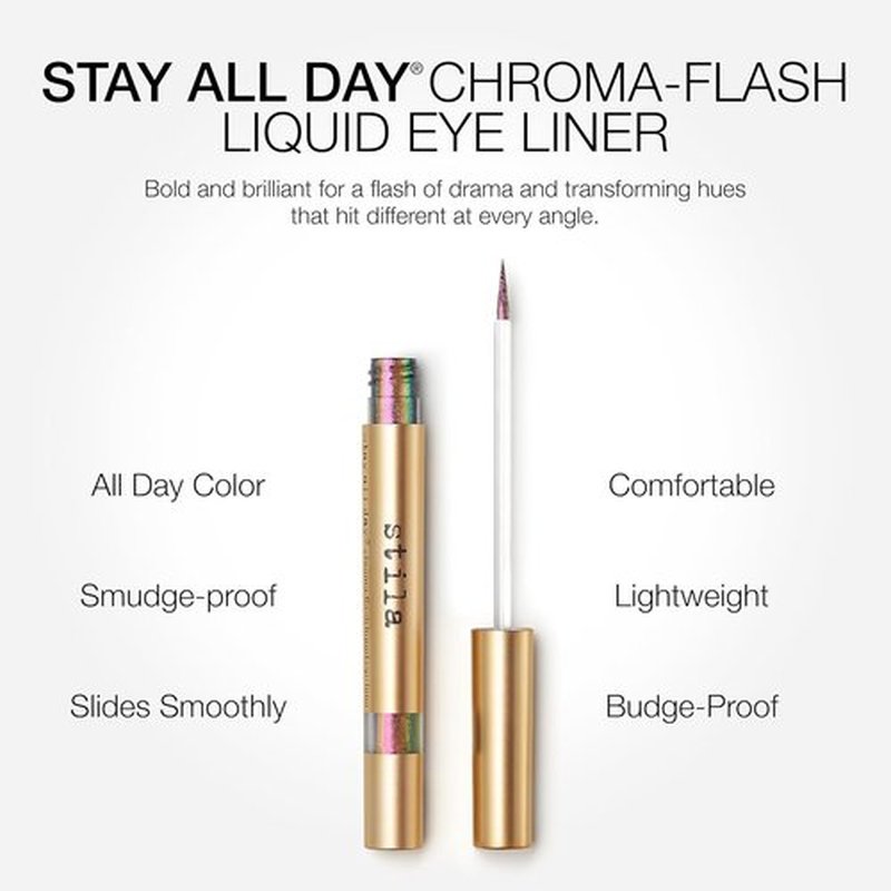 Stila Stay All Day® Chroma-Flash Liquid Eye Liner - Long-Wear, Smudge-Proof Metallic Liner | Bold Chrome Finish