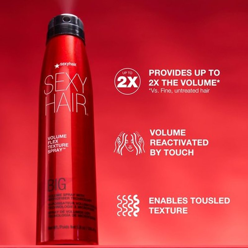 SexyHair Big Volume Flex Texture Spray - Microfiber Technology for Flexible Fullness | Up to 2x Volume