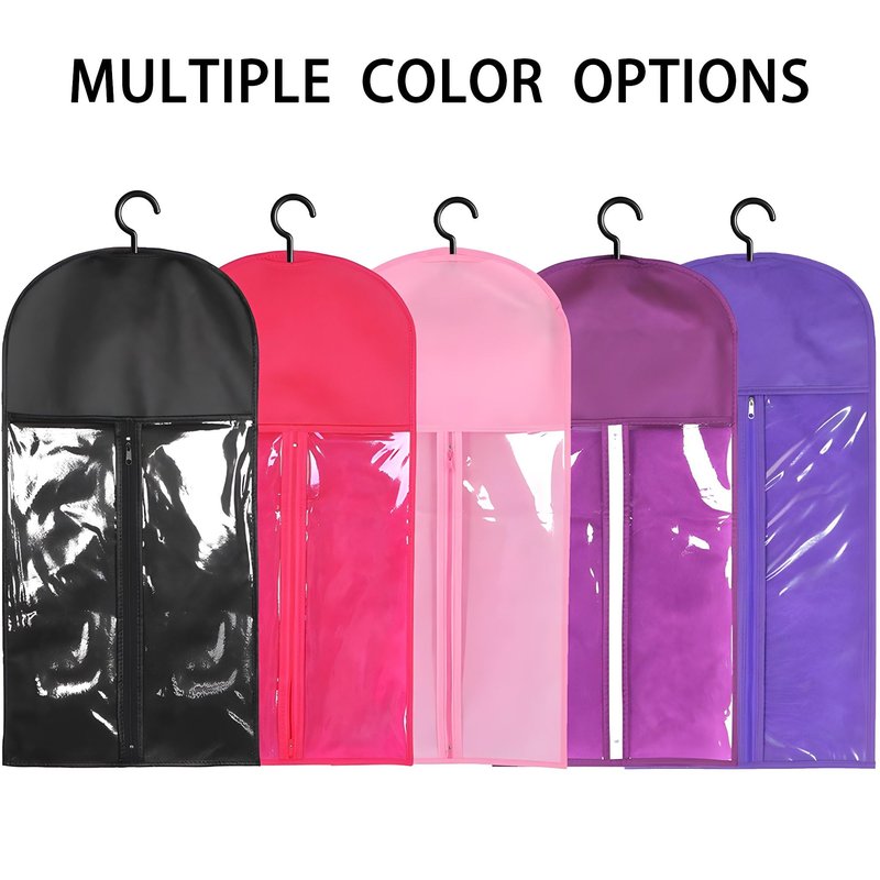 Wig Hangers Set - Premium Dust-Proof Wig Storage Bags with Hooks for Hair Extensions, Wig Organizer for Wig Bags Storage with Hanger,Space-Saving Wig Storage Solution(6PCS Black & 6PCS Hot Pink)