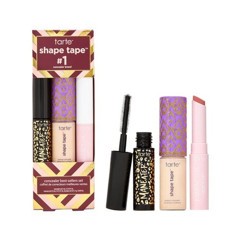 Tarte Shape Tape Best-Sellers Set - Shape Tape Concealer, Hydrating Lip Gloss Balm & Mascara for Volume, Length & Curl