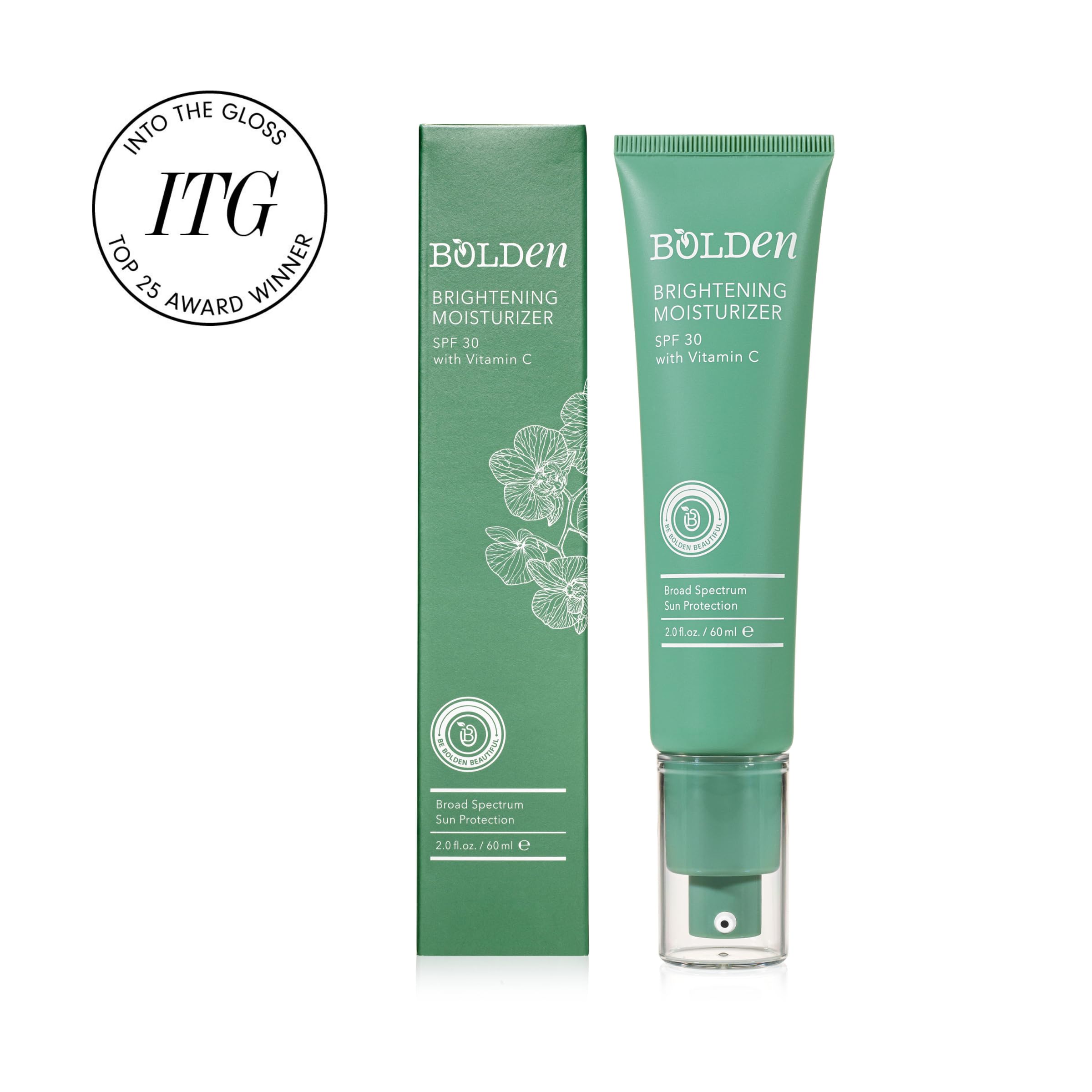 Bolden Brightening Face Moisturizer with SPF 30 & Vitamin C - Broad Spectrum UVA/UVB Hydrating Moisturizer Face Cream for Women - Applies Clear without Chalky Residue & Fade Dark Spots - 2.0FL Oz