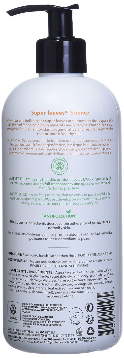 Bundle of ATTITUDE Liquid Hand Soap, EWG Verified, Plant and Mineral-Based, Vegan Personal Care Products, Orange Leaves, 16 Fl Oz + Bulk Refill, 67.6 Fl Oz