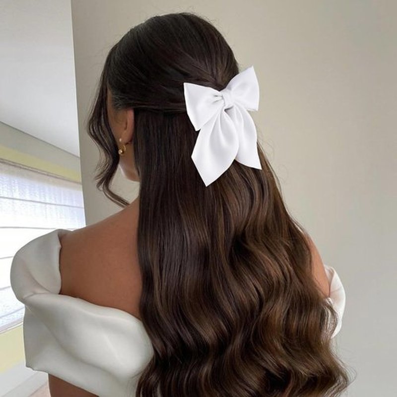 hisial 8 Pcs Hair Bows for Women Short Tail Bow Hair Clips Small Alligator Barrettes Cute Accessories for Girls(Black/Pink/Red/White)