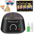 Waxing Kit, Auperwel Hard Wax Kit for Hair Removal Wax Warmer with Moisturizing Aloe Formulas 4 Bags Pearl Wax Beads for Full Body, Legs, Face, Underarm, Bikini, Brazilian Waxing
