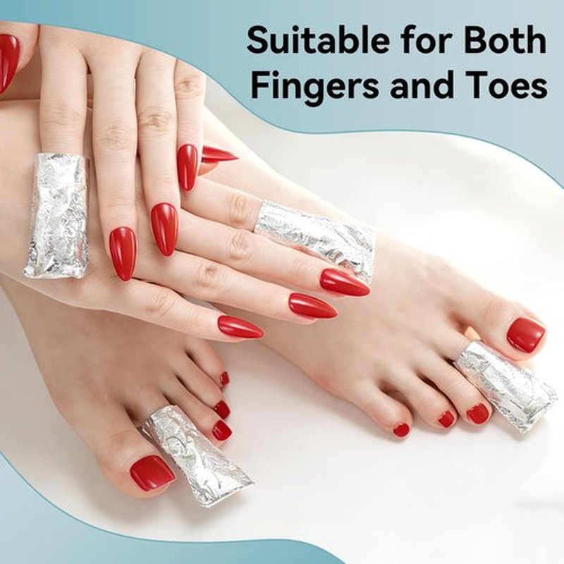 JODSONE Nail Gel Remover Foil Wraps Kit 300PCS, Soak Off Gel Polish Remover Foils with Built-in Cotton Pads, Includes 2 Nail Pushers & 2 Nail Strips for Salon or Home Use without Nail Polish Remover