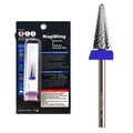 Tapered Nib Nail Drill Bit 3/32" Cross Cut, Safety Tungsten Carbide Cone Bit for Cuticle Cleaning, Dead Skin Removal, Gel Polish Removal, Two-Way Rotation E-File Bit for Manicure & Pedicure, Medium