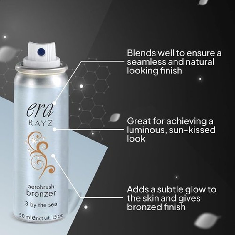 ERA Rayz Spray On Bronzer - Buildable Airbrush Makeup for Everyday Use | Dark Bronze with Shimmer, 1.5 oz