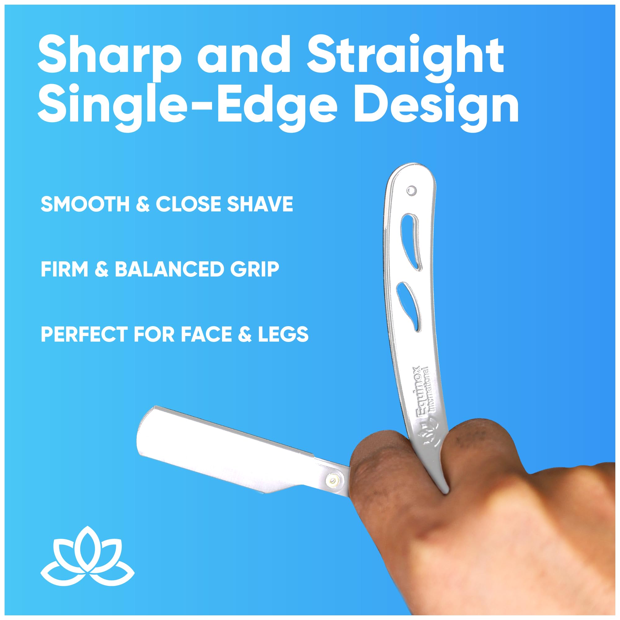 Equinox Straight Edge Razor - Includes 100 Single Derby Blades - Professional Manual Shaver - Stainless Straight Razor Steel - Ideal for Close Shaving - Stainless Straight Razor