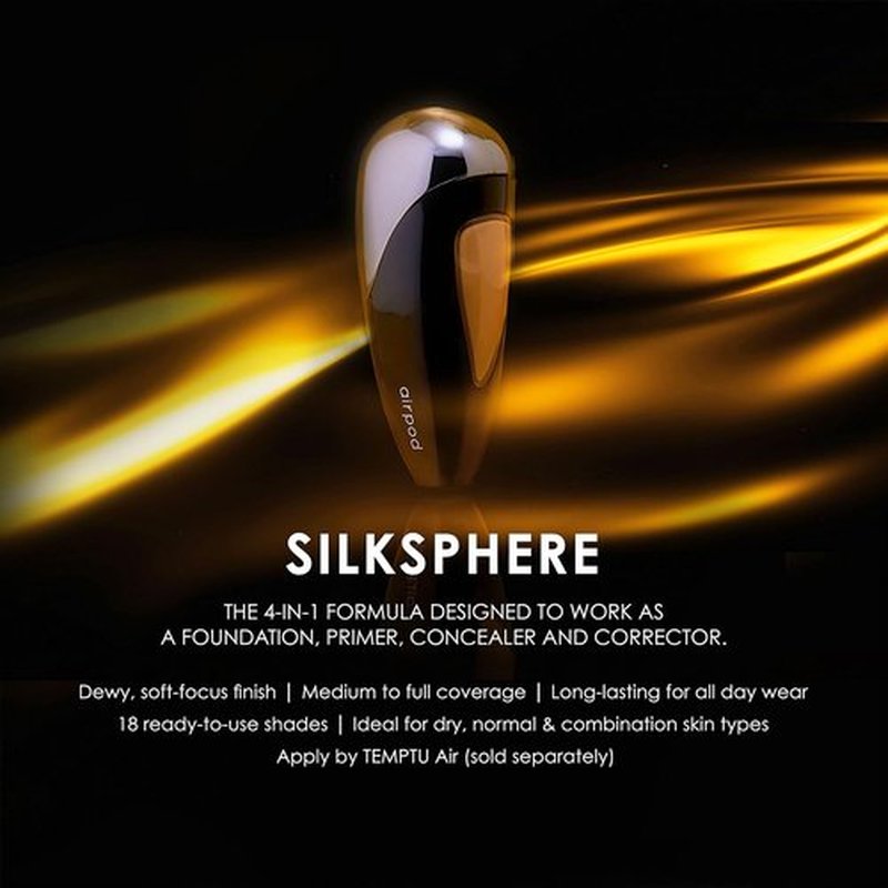 TEMPTU SilkSphere Airbrush Foundation Airpod - Long-Lasting Medium to Full Coverage | 4-In-1 Formula with Dewy Finish | 18 Shades Available