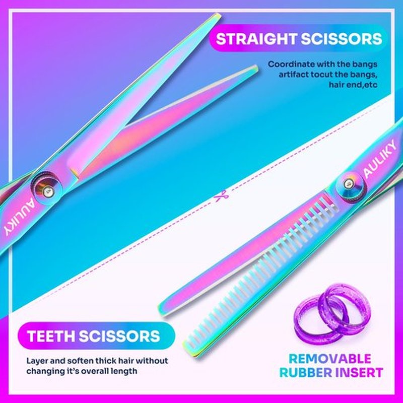 Hair Cutting Scissors Shears Kit, 6.7” Barber Scissors,Professional Haircut Kit,Stainless Steel Hairdressing Thinning Scissors Shears for Barber,Salon,Women,Home,Men
