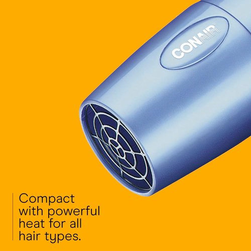 Conair Travel Hair Dryer - 1600W Compact Blow Dryer with Dual Voltage & Folding Handle | Blue