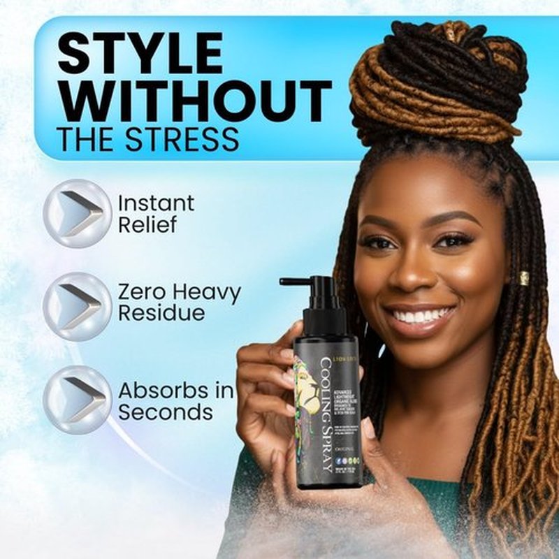 Lion Locs Itchy Scalp Cooling Spray – Instant Crown Relief for Dreadlocks, Braids & Twists, Lightweight Vegan Formula with No Buildup