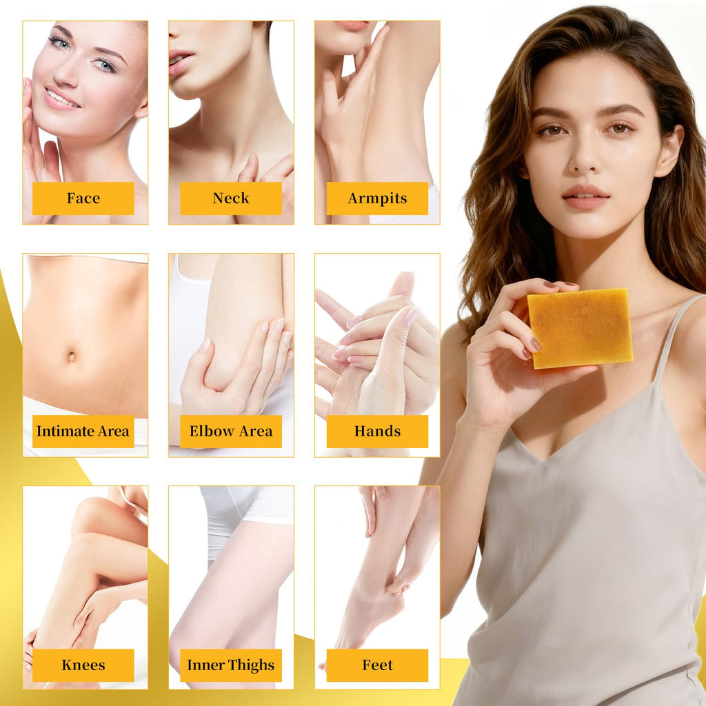 DOXOLATO Lemon Turmeric Soap Bars for Face Body - Gentle Exfoliating Turmeric Soap Bar Improve Skin Texture Moisturizing, 3 Bars