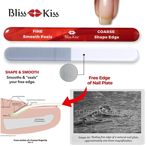 Bliss Kiss Nano Glass Nail Files & Buffer for Weak, Brittle, Peeling Nails for Women for Natural Nails with Case