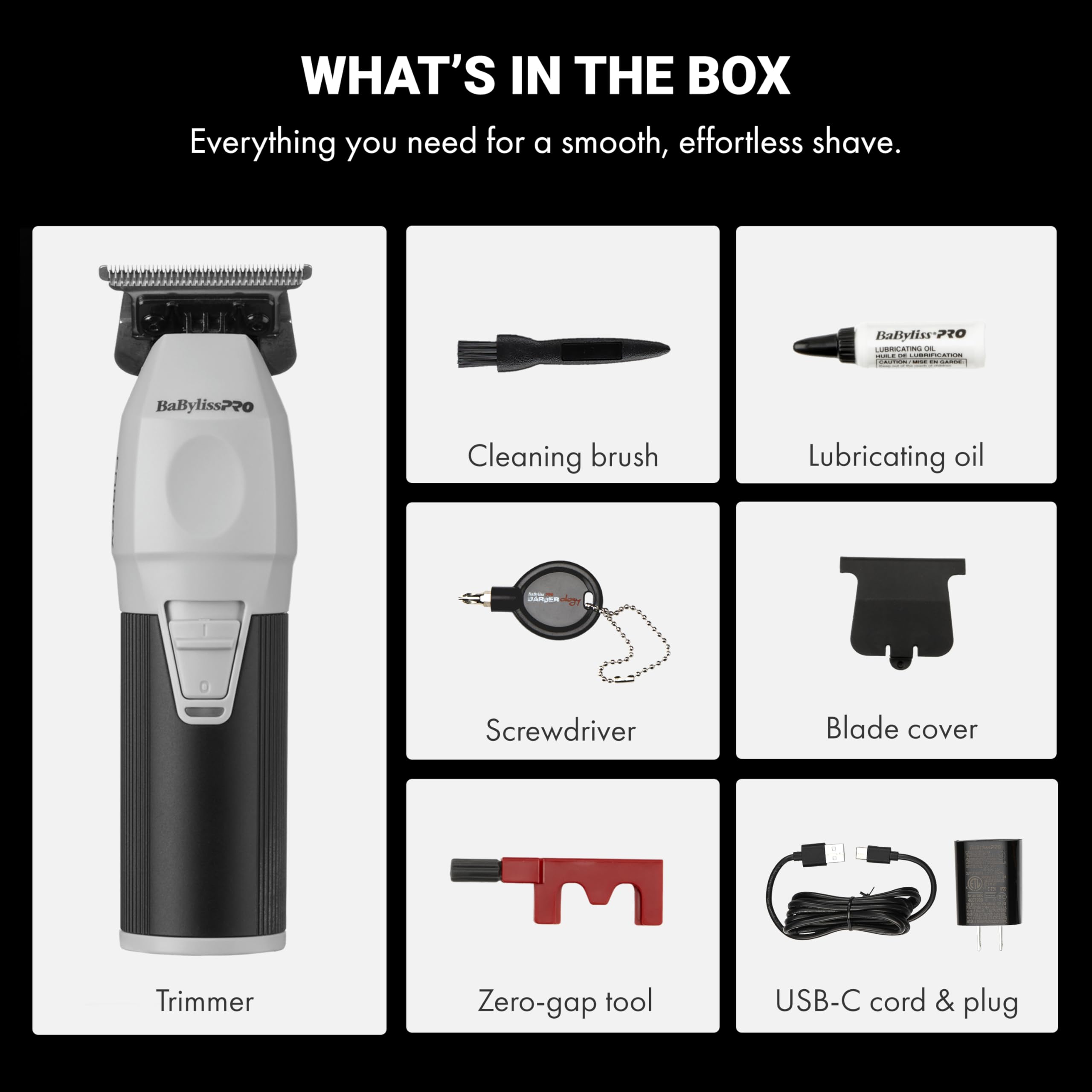BaBylissPRO COREFX Professional Cordless Beard Trimmer for Men with High-Speed 6,800 RPM Motor and Stainless Steel T-Blade for Precision Detail Work