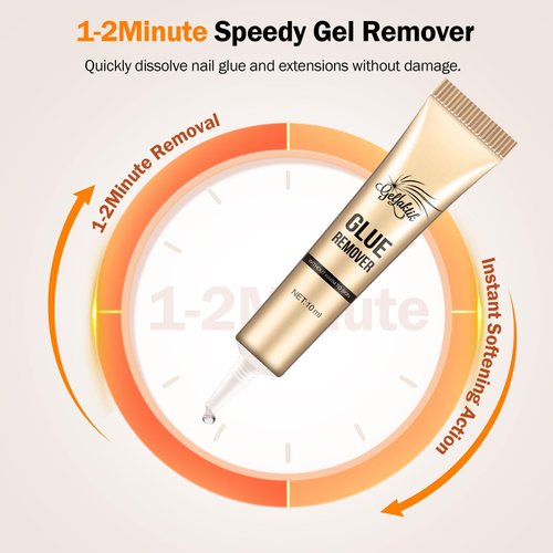 Gellaktik 10g*2 Nail Glue With 10g*2 Nail Glue Remover for Press On, Super Strong, Quick Drying, Long Lasting Adhesive for Fake Acrylic Nails & Tips, No UV Light Needed