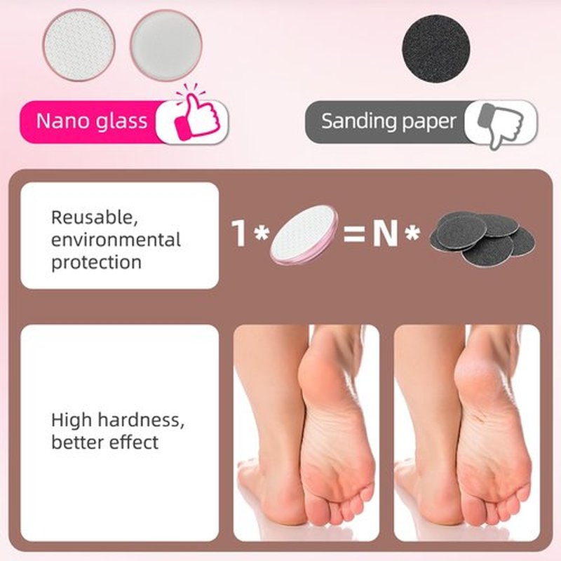 Electric Foot File Callus Remover - 3 Speeds & 4 Nano Glass Heads for Smooth Feet - Professional Pedicure Tool for Dead Skin Hard & Cracked Heels - Rechargeable & Portable