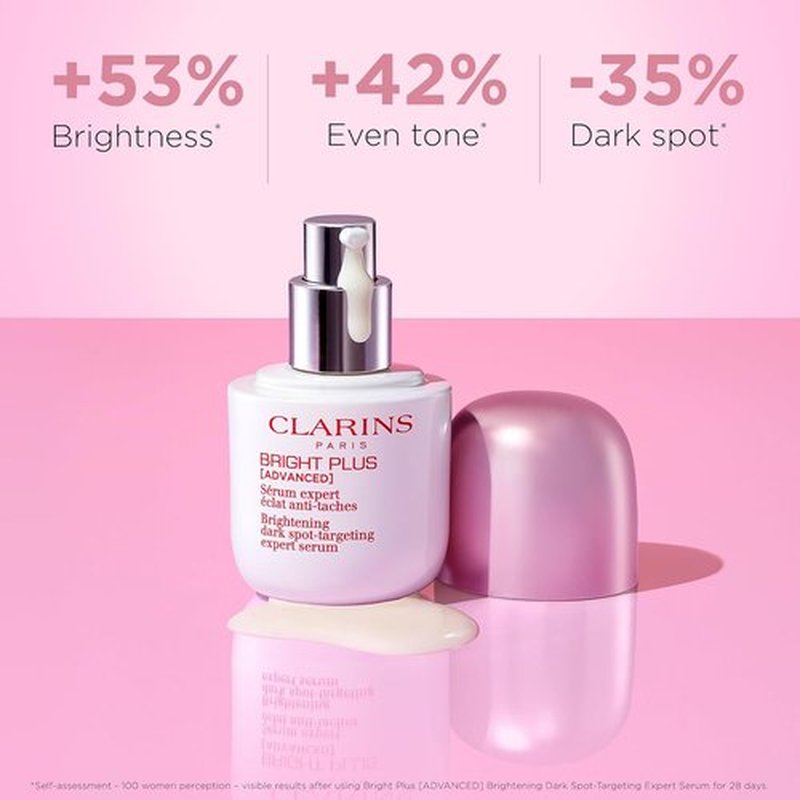 Clarins Bright Plus Serum - Brightens & Boosts Radiance | Evens Skin Tone & Targets Dark Spots | 1 Fl Oz
