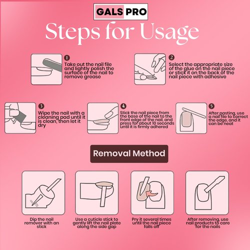 GALSPRO Short Press on Nails - Set of 24 Fake Nails with Designs in 12 Different Sizes for Perfect Fit, Cute False Nails Kit for Women with 0.07oz Nail Glue (NOIR CELESTIAL COFFIN SHAPE, Short)
