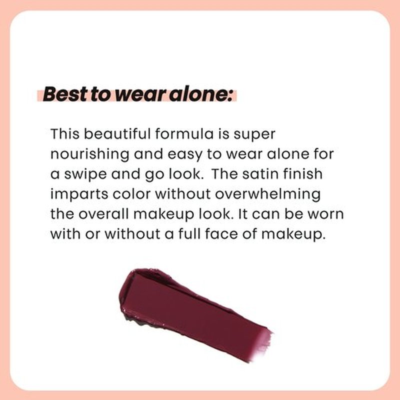 The Lip Bar Soft Kisses Nourishing Vegan Lipstick, with Moisturizing Mango Seed Butter, Satin Finish, Level Up - Berry