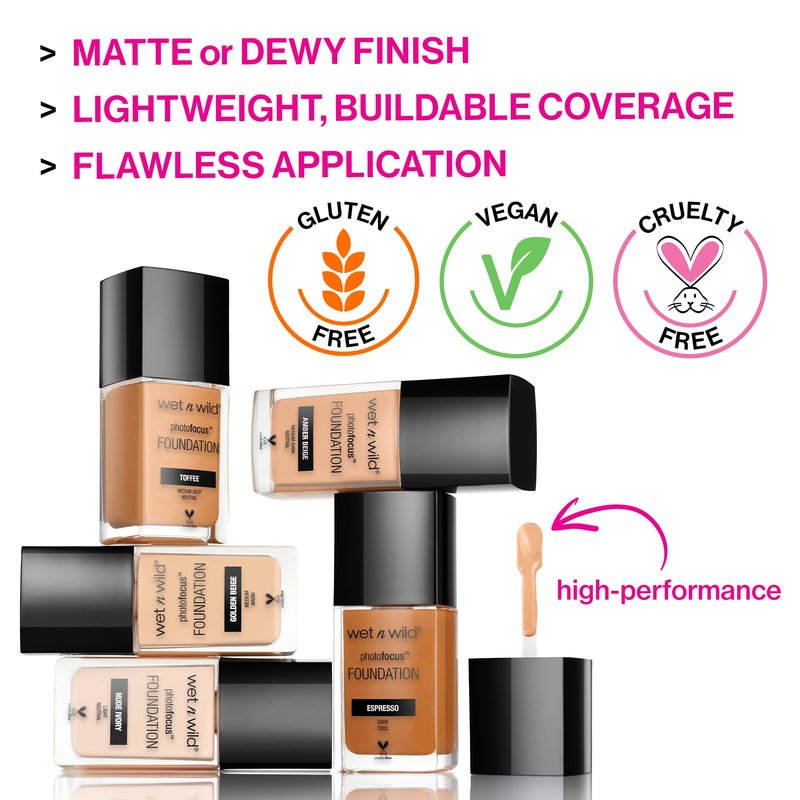 wet n wild Photo Focus Dewy Liquid Foundation Makeup, Caramel (Pack of 2)
