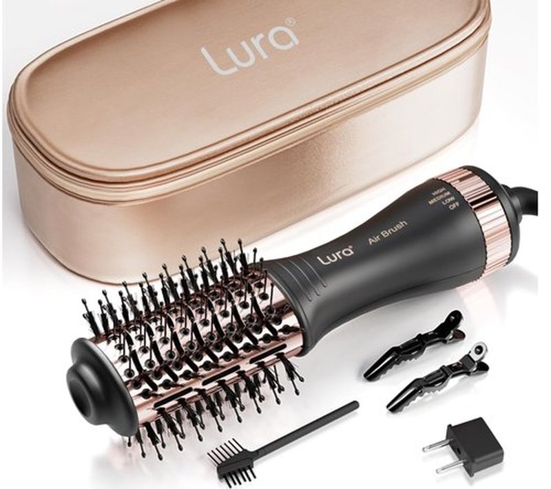 Automatic Dual Voltage Hair Dryer Brush with European Plug,Travel Hair Blow Dryer Brush with Travel Bag,Mini Hair Brush Blow Dryer for Women,Small Hot Air Brush for Kids