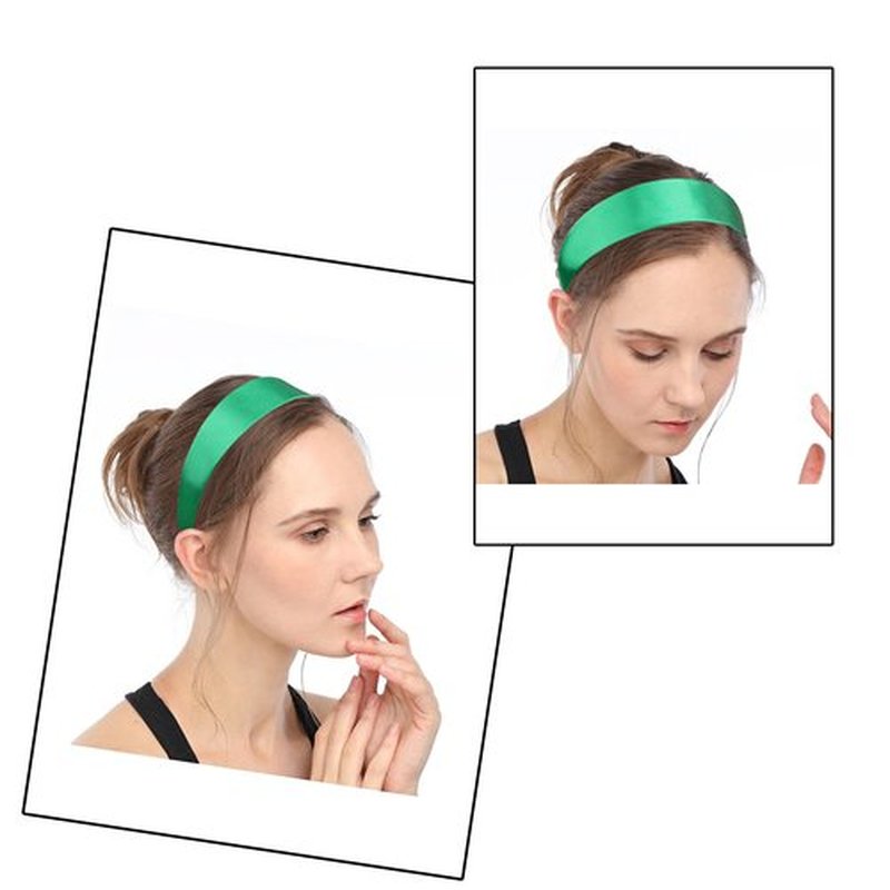Ivyu Green Headbands for Women 70s Wide Headband Girls Halloween Satin Headbands for Adults 60s Hard Head Bands