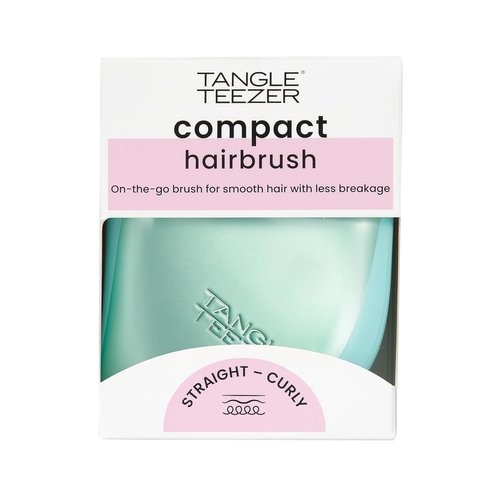 Tangle Teezer | Compact Styler Detangling Hairbrush | Travel-Friendly with Protective Cover | Teal Matte Chrome