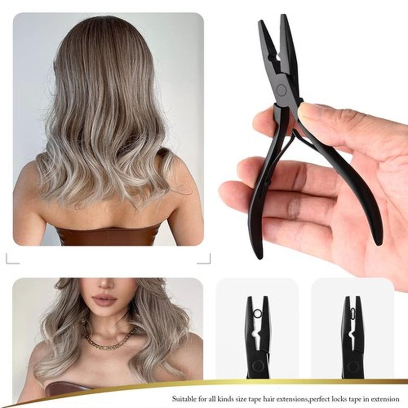 EHDIS Hair Extension Pliers Multi Functional Microlinks Hair Extensions Pliers & Hair Extension Tool for Micro link, Micro Ring, Feather Extension, Beads Closer Tool Kit (Type1)